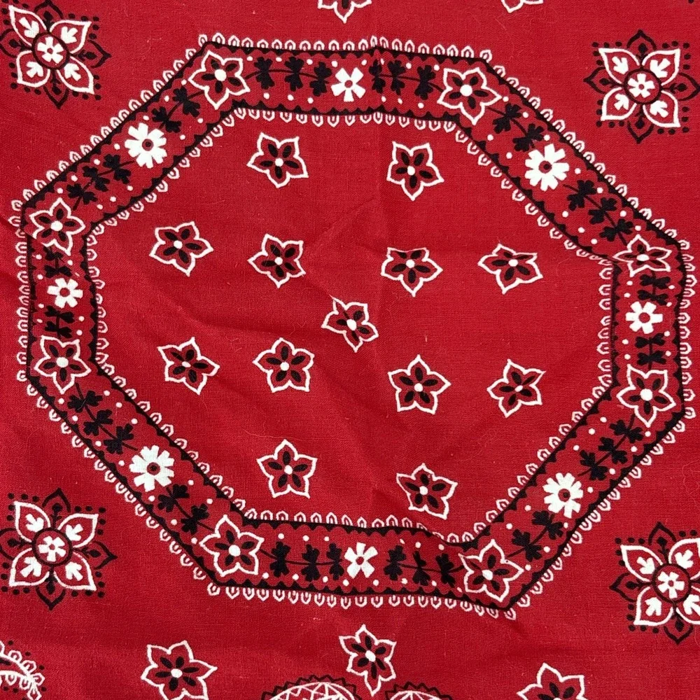 Vintage 60s FAST COLOR Red Bandana Elephant Trunk‎ Up Paisley Work Wear